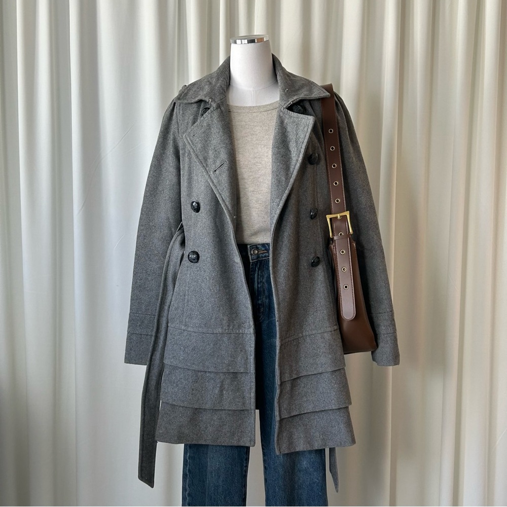 Express double-breasted Wool blend Grey Pea coat size Medium - Picture 2 of 8